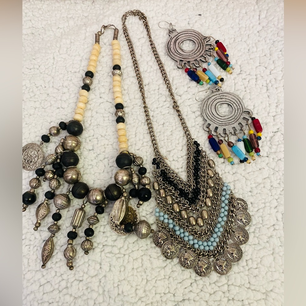 Metal Chain Bib-Necklaces, and pair the Dangle earrings
